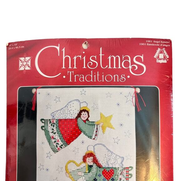 Christmas Traditions Counted Cross Stitch Kit 1961 Angel Banner New Holiday - Picture 4 of 7